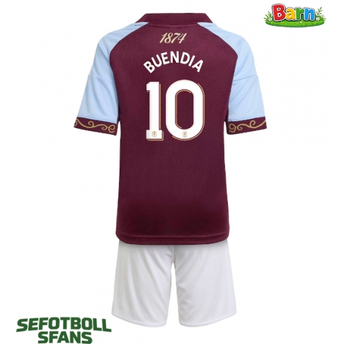 Aston Villa Emiliano Buendia #10 Hemmaställ Barn 2025-26 Kortärmad (+ Korta byxor)